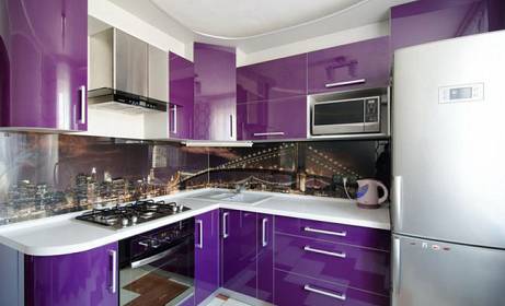 Кухня пластик глянцевый фиолетовая 257